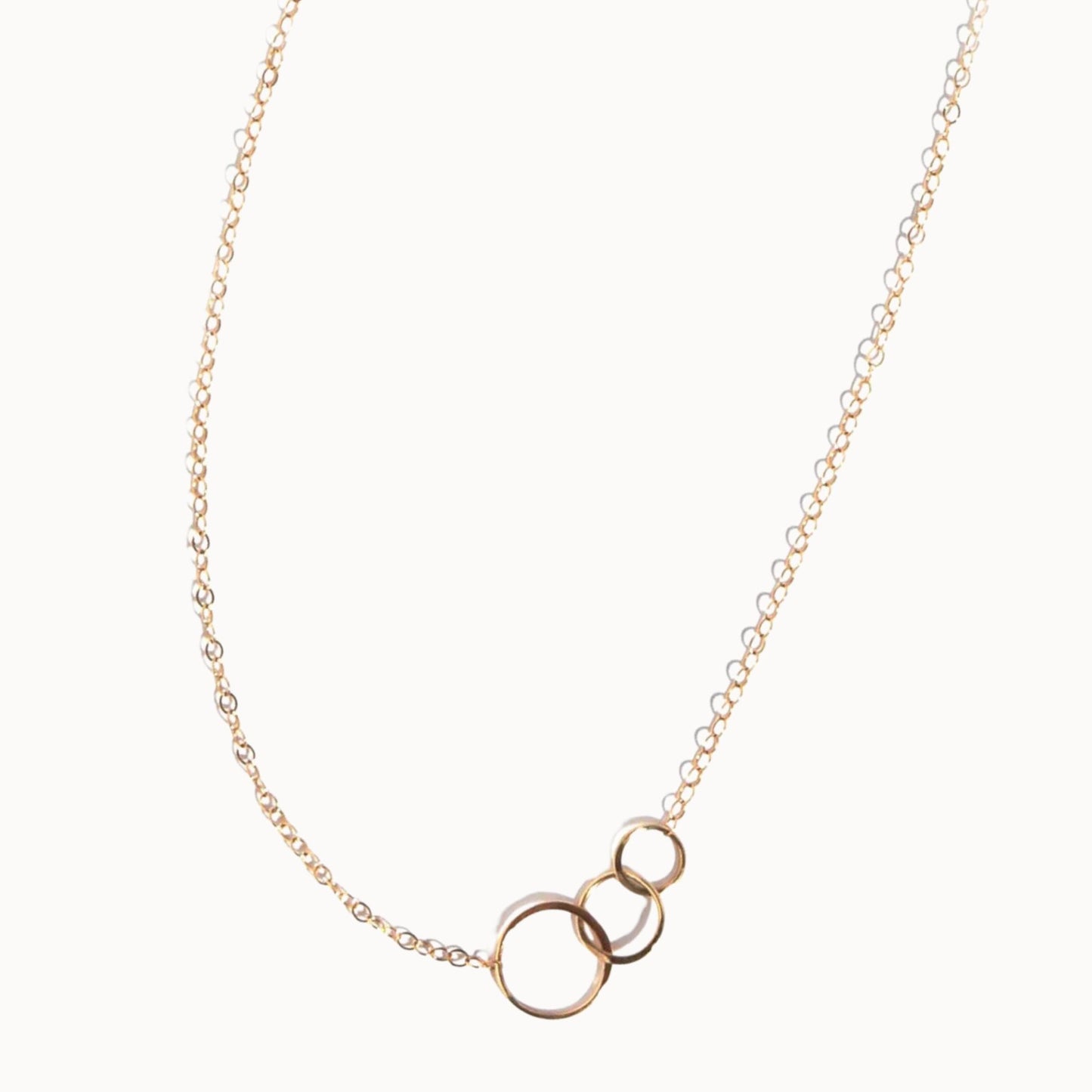Melissa Joy Manning 14k Gold 16" Necklace with Three Graduated Hammered Rings
