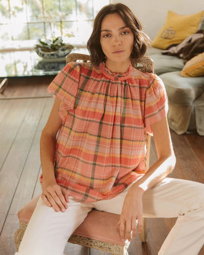 Trovata Carla Highneck Shirt Marmelade Plaid
