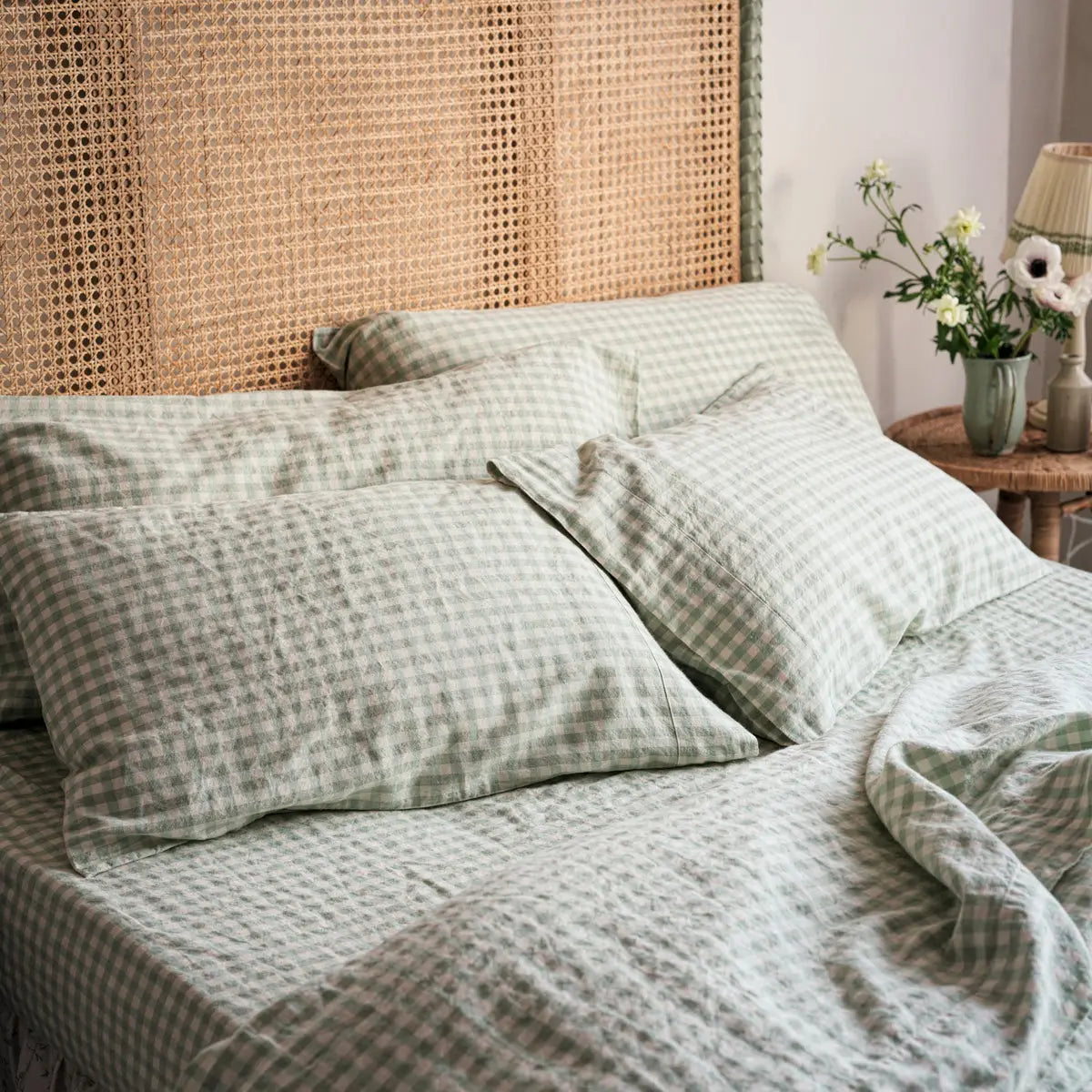 Honey Sage Green Linen Pillowcase (Pair)-Piglet in Bed-Thistle Hill