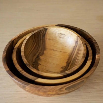 Hand-Carved  Wooden Nesting Bowl Set