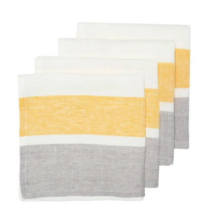 Grey & Dijon Bold Stripe Linen Napkins Set of 4-Thistle Hill-Thistle Hill