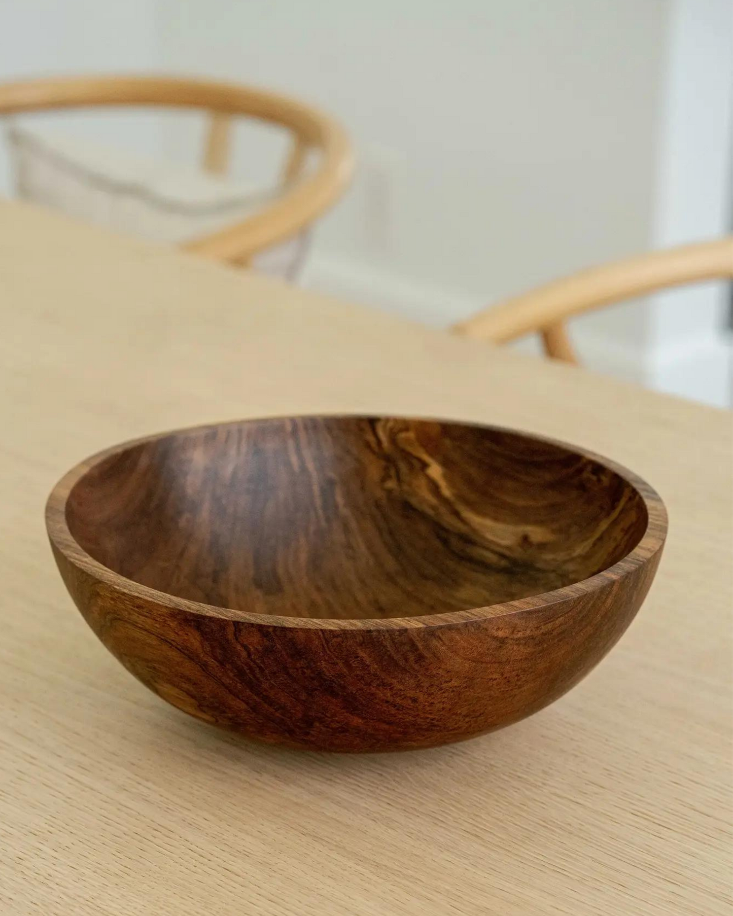 Hand-Carved Large Walnut Wood Bowl