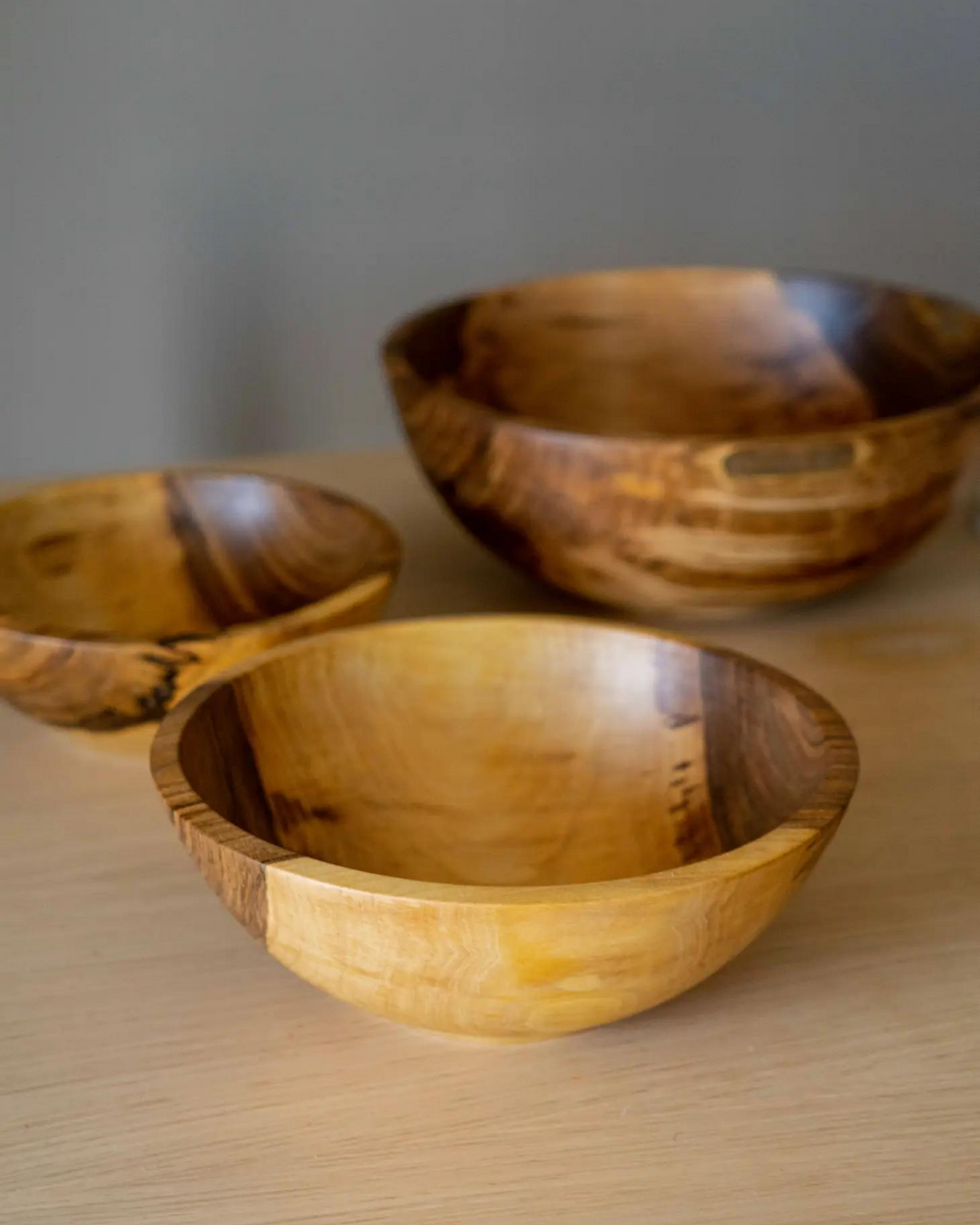 Hand-Carved  Wooden Nesting Bowl Set