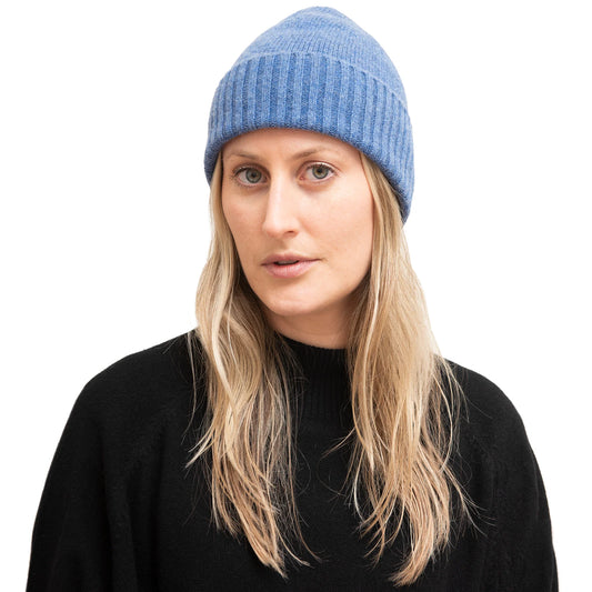 Meg Cohen Cashmere Flat Hat Earth Blue