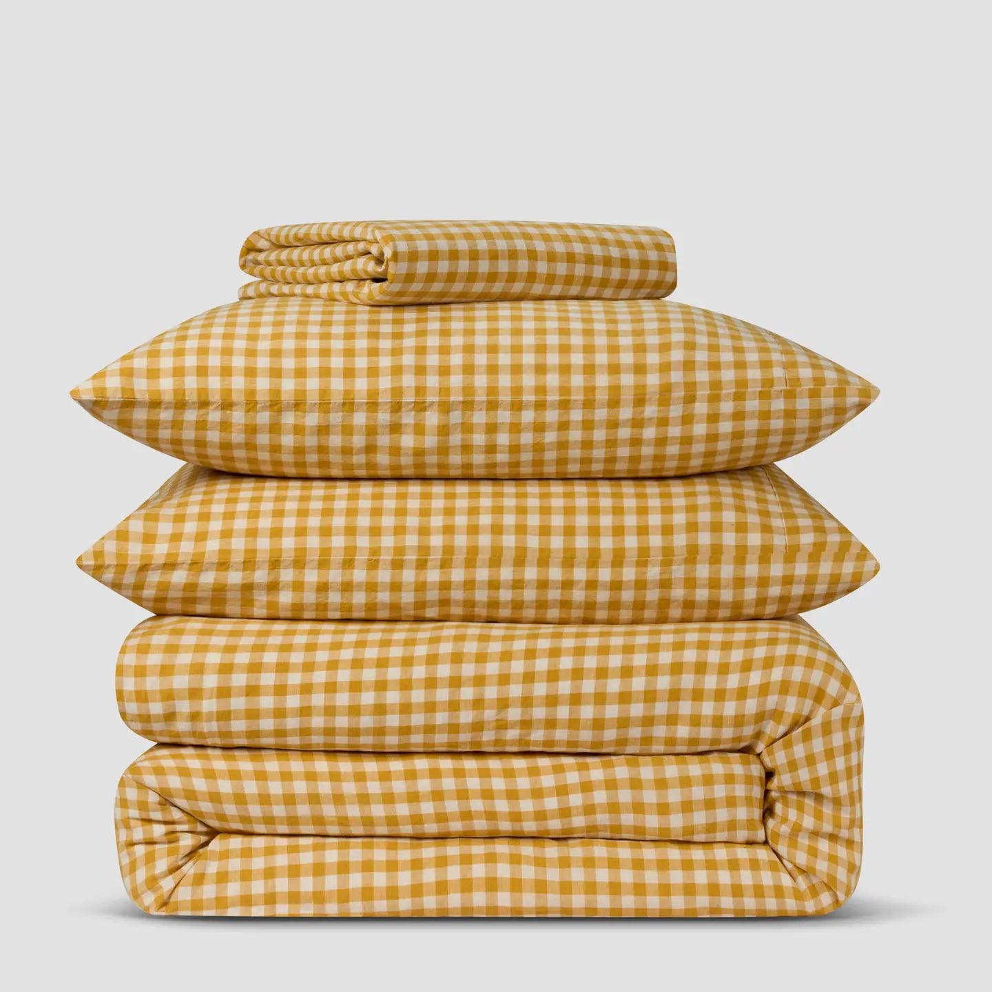 Honey Gingham Linen Pillowcase (Pair)-Piglet in Bed-Thistle Hill