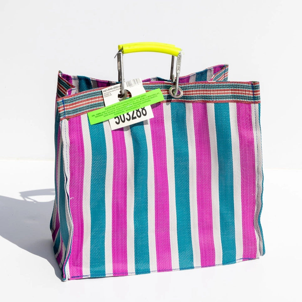 Recycled Stripe Bag Square Green x Pink-Puebco-Thistle Hill