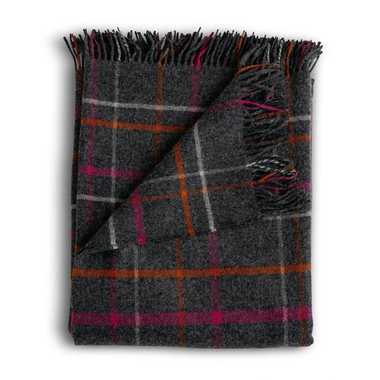 Evangeline 100% Merino Lambswool Patterned Throw Ledge Plaid Multi-Evangeline-Thistle Hill