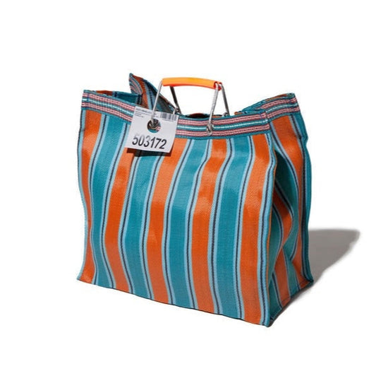 Recycled Stripe Shopping Tote Orange x Blue-Puebco-Thistle Hill