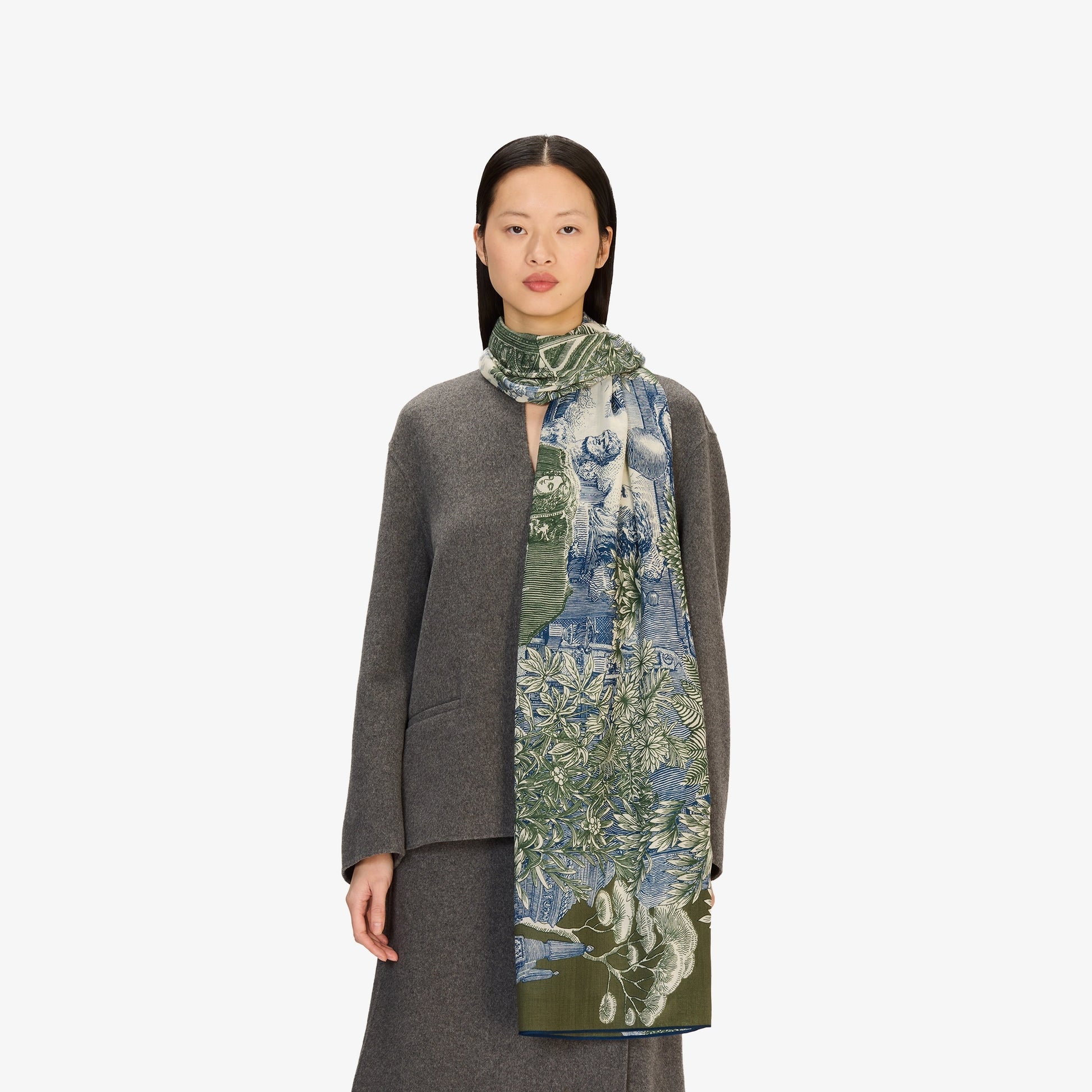 Inoui Editions Scarf 100 Wool Silk Piranesi Khaki-Inoui Editions-Thistle Hill