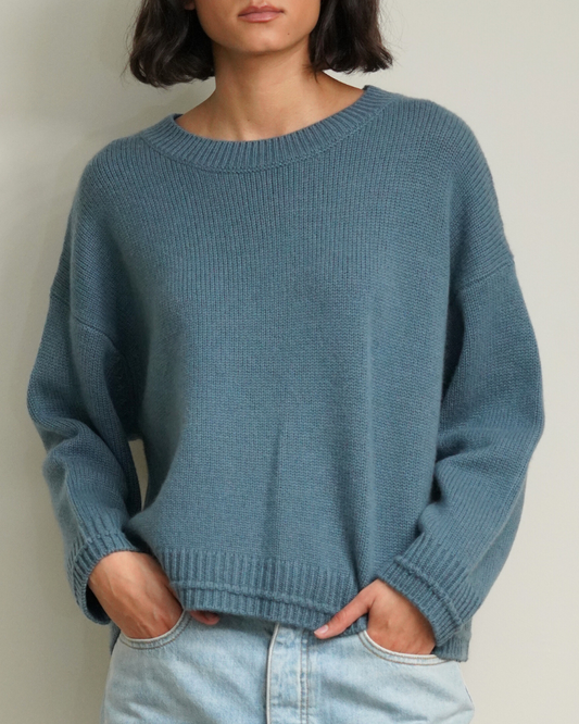 Sablyn Alston Boyfriend Crewneck Smoky Blue-Sablyn-Thistle Hill