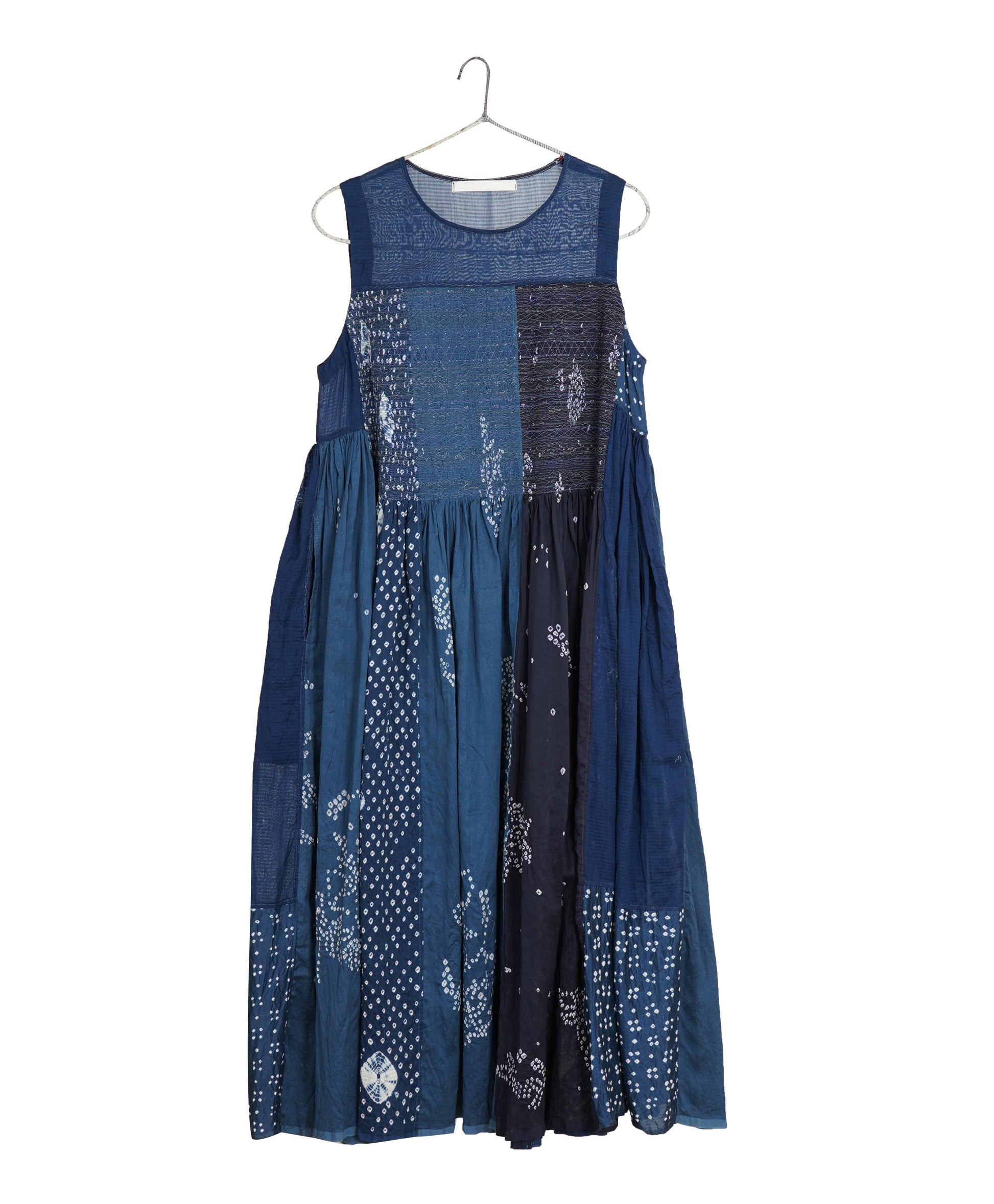 Injiri Indigo Sleeveless Cotton + Silk Dress-Injiri-Thistle Hill