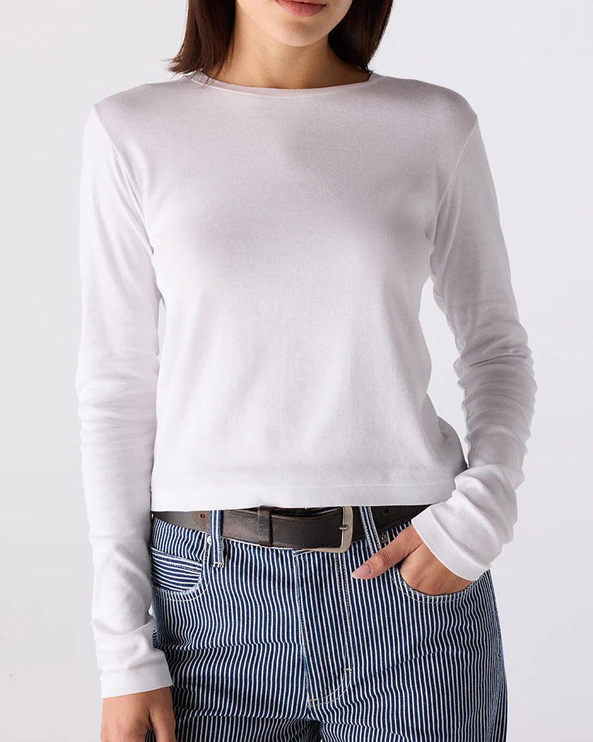 AMO Jade Long Sleeve Tee White-AMO-Thistle Hill