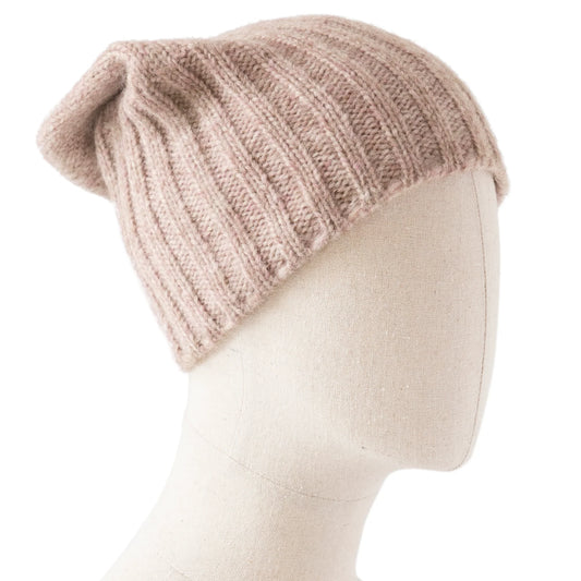 Meg Cohen Alpaca Hand Knit Flat Hat Pink Sand