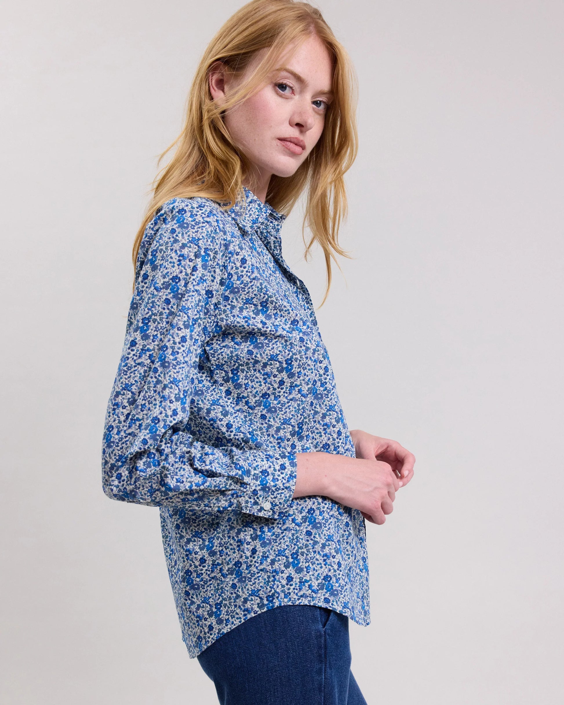 Hartford Liberty Print Shirt Coraz Blue Flower-Hartford-Thistle Hill