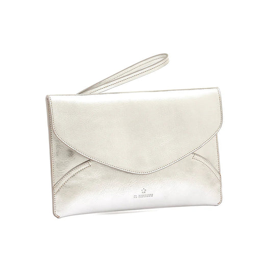 Il Bisonte Clutch Esperia Silver Brass Hardware-Il Bisonte-Thistle Hill