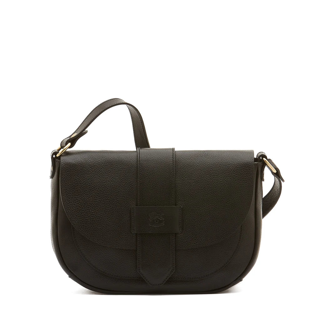 Fausta Medium Crossbody Black with Brass Hardware-Il Bisonte-Thistle Hill