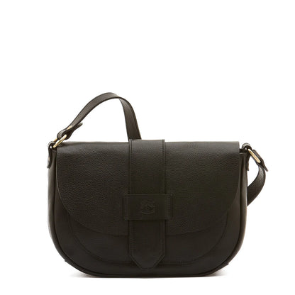 Fausta Medium Crossbody Black with Brass Hardware-Il Bisonte-Thistle Hill