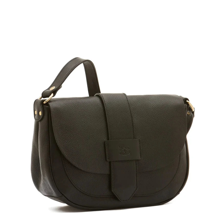 Fausta Medium Crossbody Black with Brass Hardware-Il Bisonte-Thistle Hill