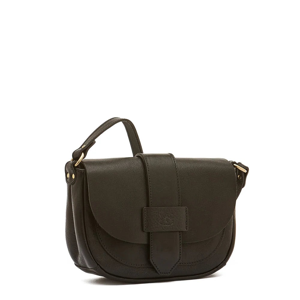 Fausta Small Crossbody Black with Brass Hardware-Il Bisonte-Thistle Hill