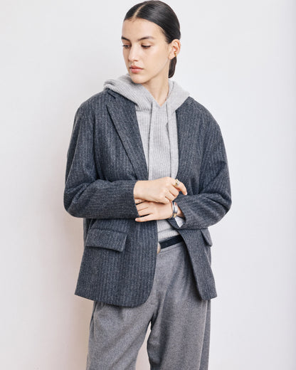 Hartford Woven Jacket Victo Dark Grey & White-Hartford-Thistle Hill