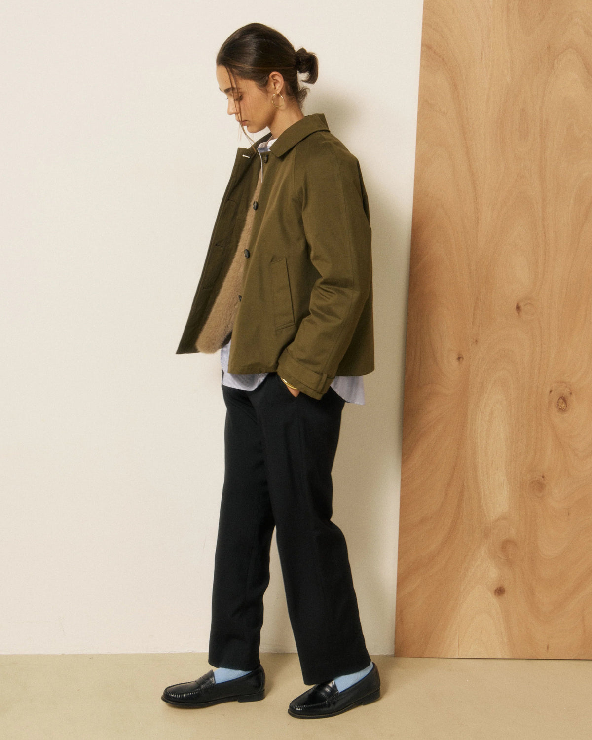 Hartford Woven Voltaire Coat Jacket Army-Hartford-Thistle Hill
