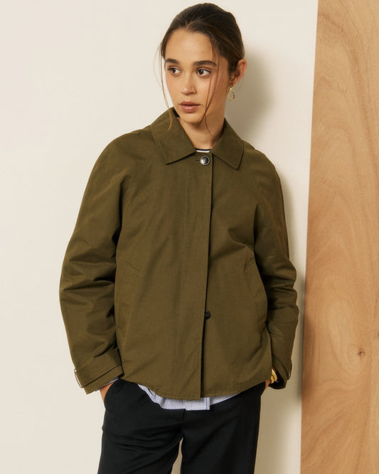 Hartford Woven Voltaire Coat Jacket Army-Hartford-Thistle Hill