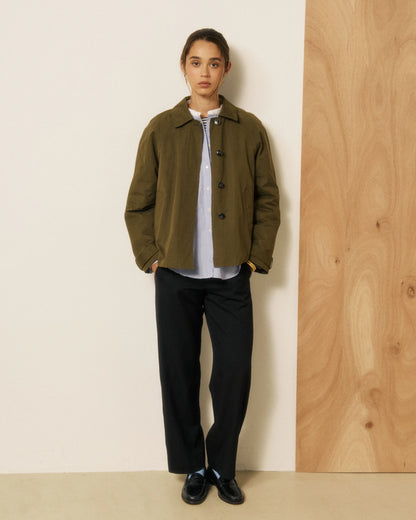 Hartford Woven Voltaire Coat Jacket Army-Hartford-Thistle Hill
