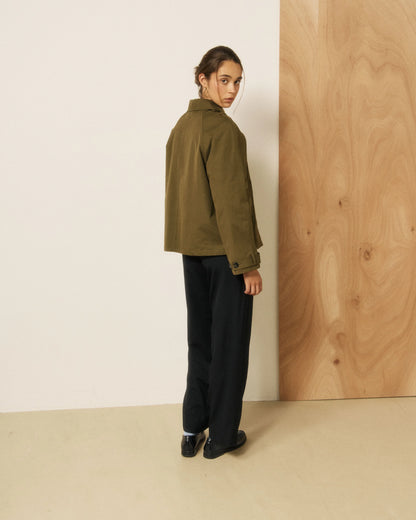 Hartford Woven Voltaire Coat Jacket Army-Hartford-Thistle Hill