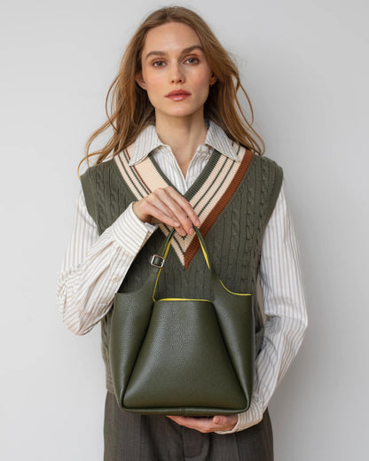WE-AR4 Trapeze Bucket Bag Forest Green-WE-AR4-Thistle Hill