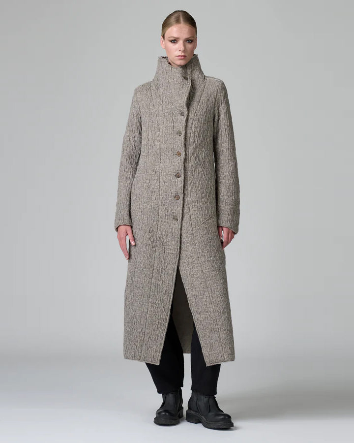 Transit Slim Fit Long Coat in Double Wool Cloth with High Collar-Transit-Thistle Hill