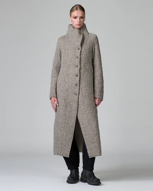 Transit Slim Fit Long Coat in Double Wool Cloth with High Collar-Transit-Thistle Hill
