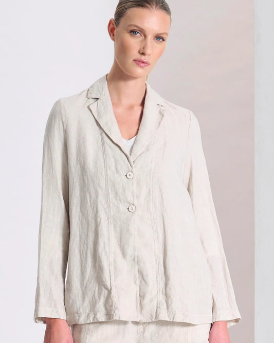 Transit Straight Fit Two-Button Linen Jacket Chalk-Transit-Thistle Hill