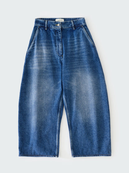 Studio Nicholson Chalco Denim Wide Crop Pant Worn Wash Indigo-Studio Nicholson-Thistle Hill