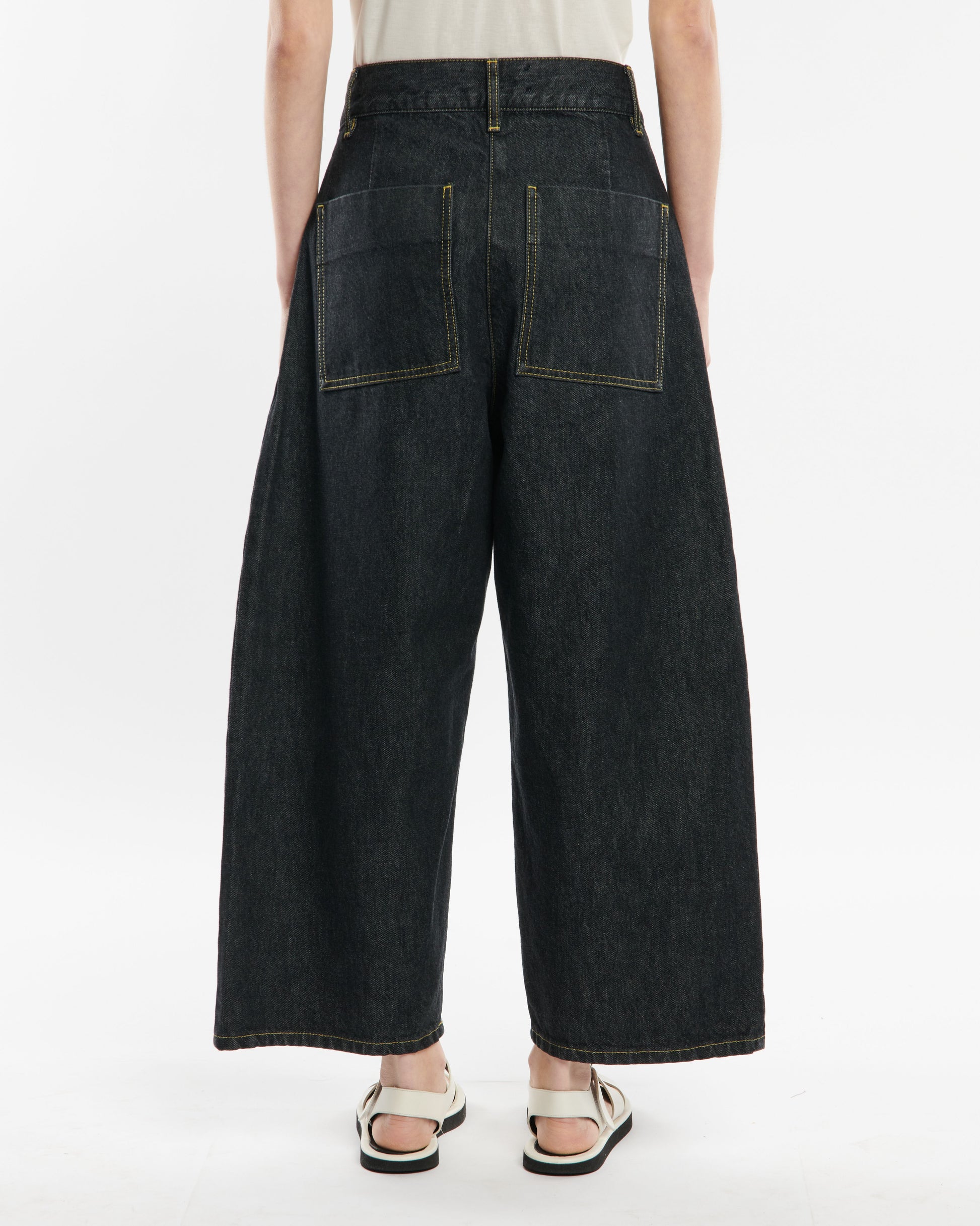 Studio Nicholson Chalco Denim Wide Crop Pant Black-Studio Nicholson-Thistle Hill