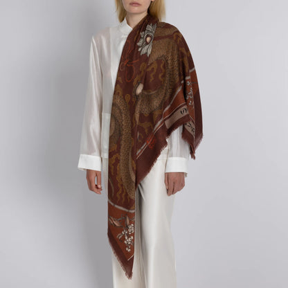 Sabina Savage Chasing The Pearl Wool Silk Shawl 135 Cinnabar & Lacquer-Sabina Savage-Thistle Hill