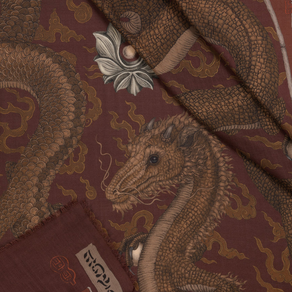Sabina Savage Chasing The Pearl Wool Silk Shawl 135 Cinnabar & Lacquer-Sabina Savage-Thistle Hill
