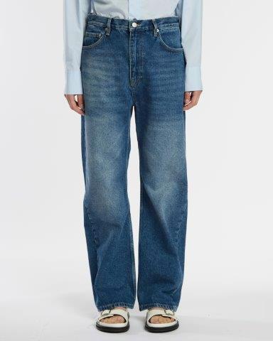 Studio Nicholson Denjo Wide Leg Forward Seam Pant Worn Wash Indigo-Studio Nicholson-Thistle Hill