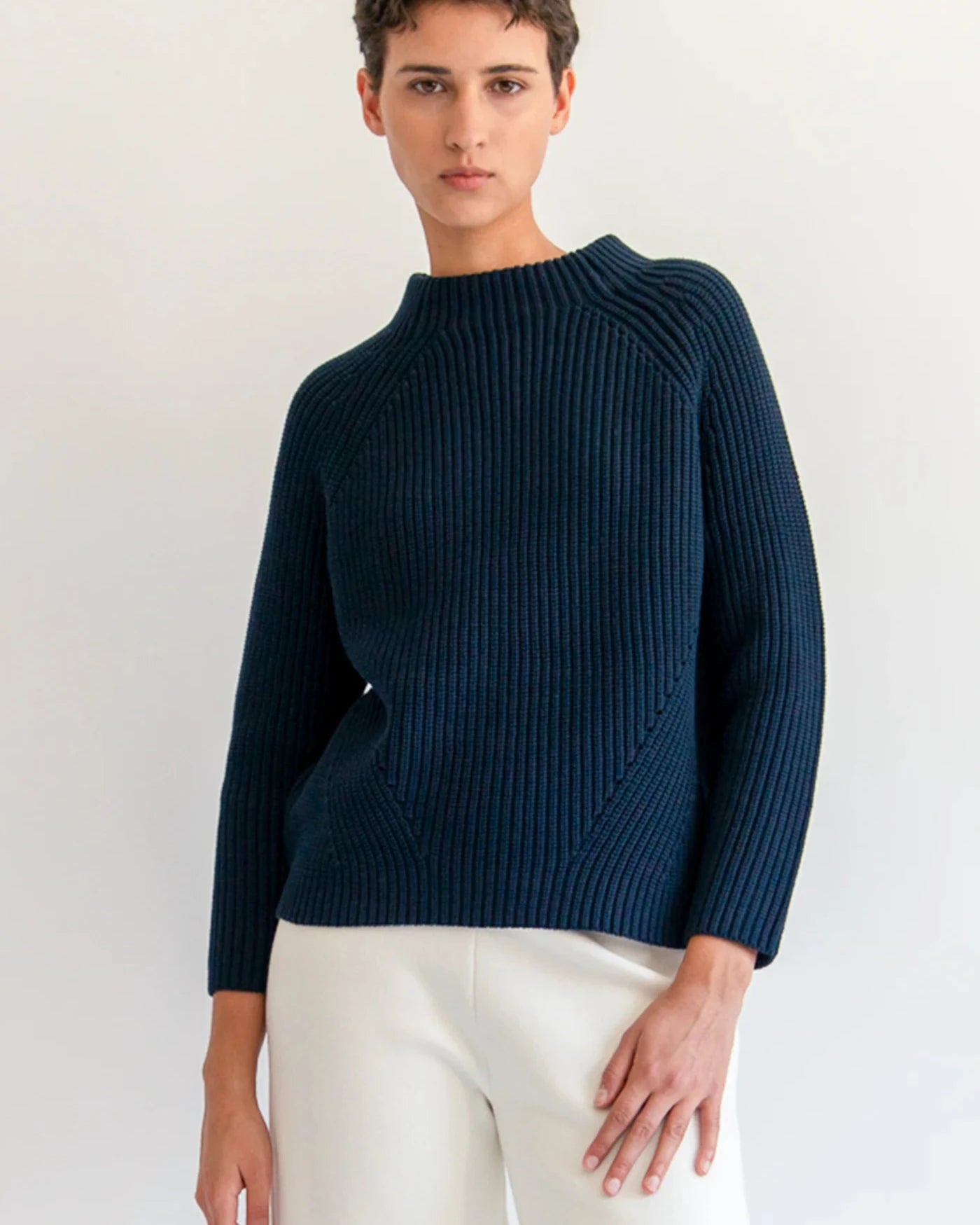 Demylee Daphne Solid Cotton Sweater Navy-Demylee-Thistle Hill