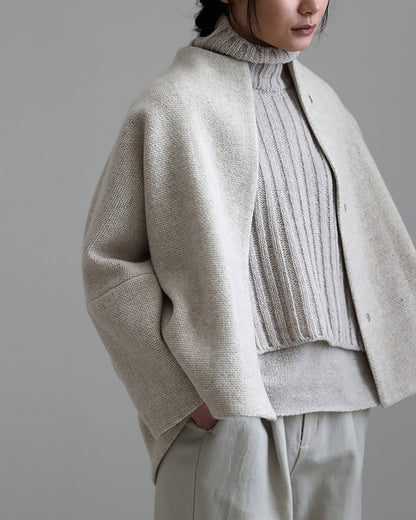 Evam Eva Wool Tweed Short Coat Ivory