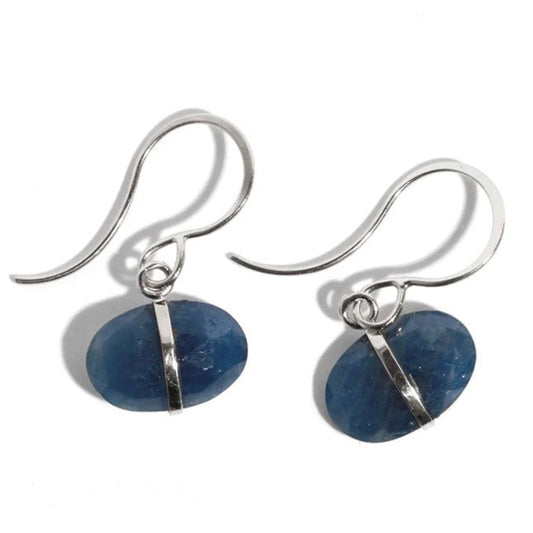 Melissa Joy Manning Sterling Silver Blue Sapphire Single Drop Earrings