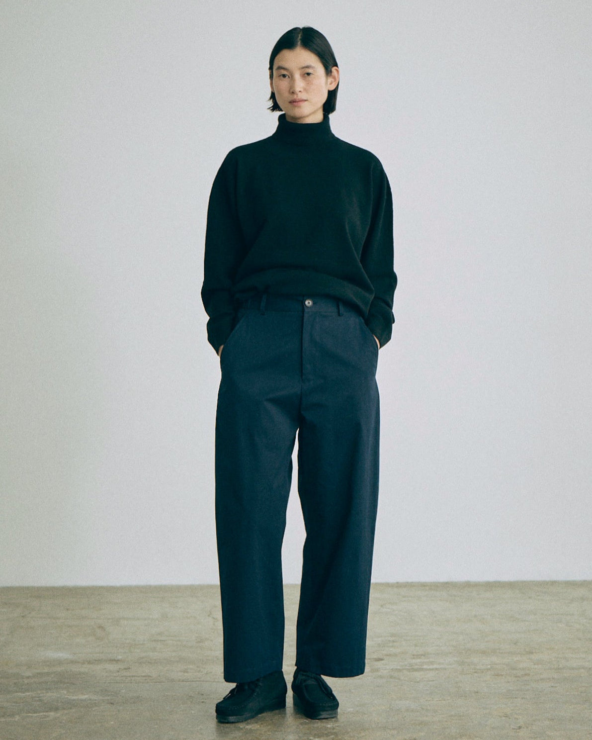 Nicolson & Nicholson Ecru Woven Pants Navy-Nicholson & Nicholson-Thistle Hill