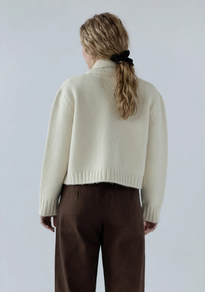 First Rite Zip Up Cardigan Alpaca Ivory-First Rite-Thistle Hill