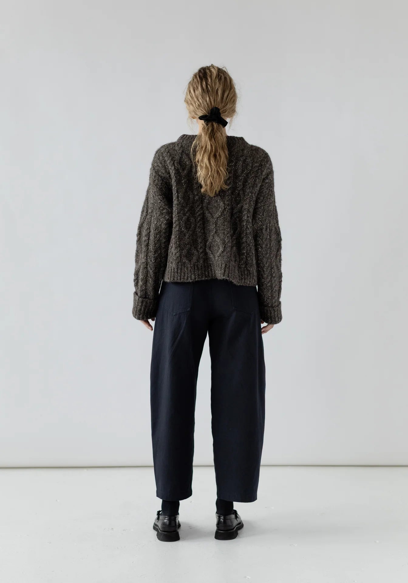First Rite Crop Cable Alpaca Sweater Charcoal-First Rite-Thistle Hill