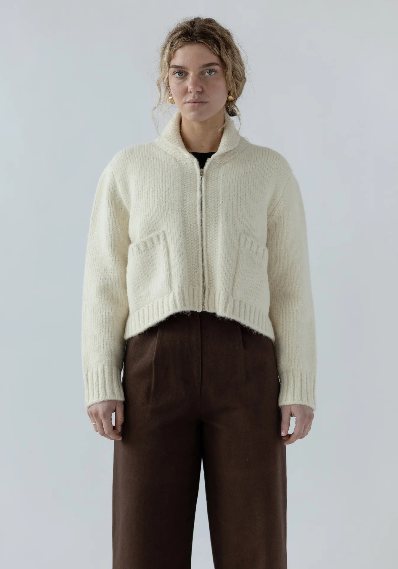 First Rite Zip Up Cardigan Alpaca Ivory-First Rite-Thistle Hill
