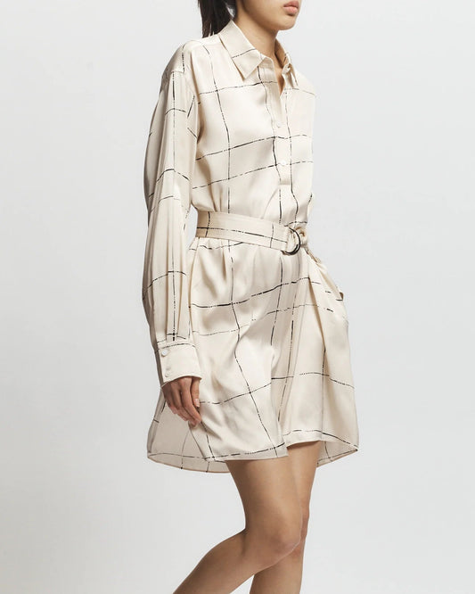Saint Art Enzo Belted Shirt Dress Ivory-Saint Art-Thistle Hill
