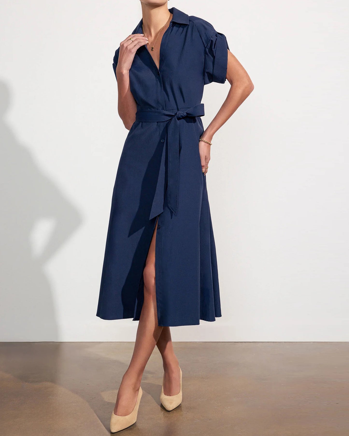 Brochu Walker Fia Belted Dress Navy