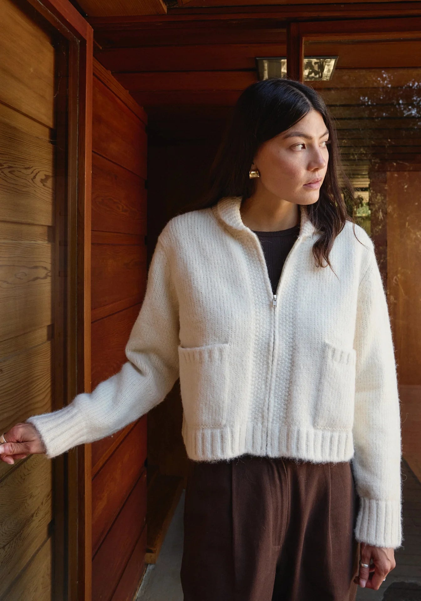 First Rite Zip Up Cardigan Alpaca Ivory-First Rite-Thistle Hill