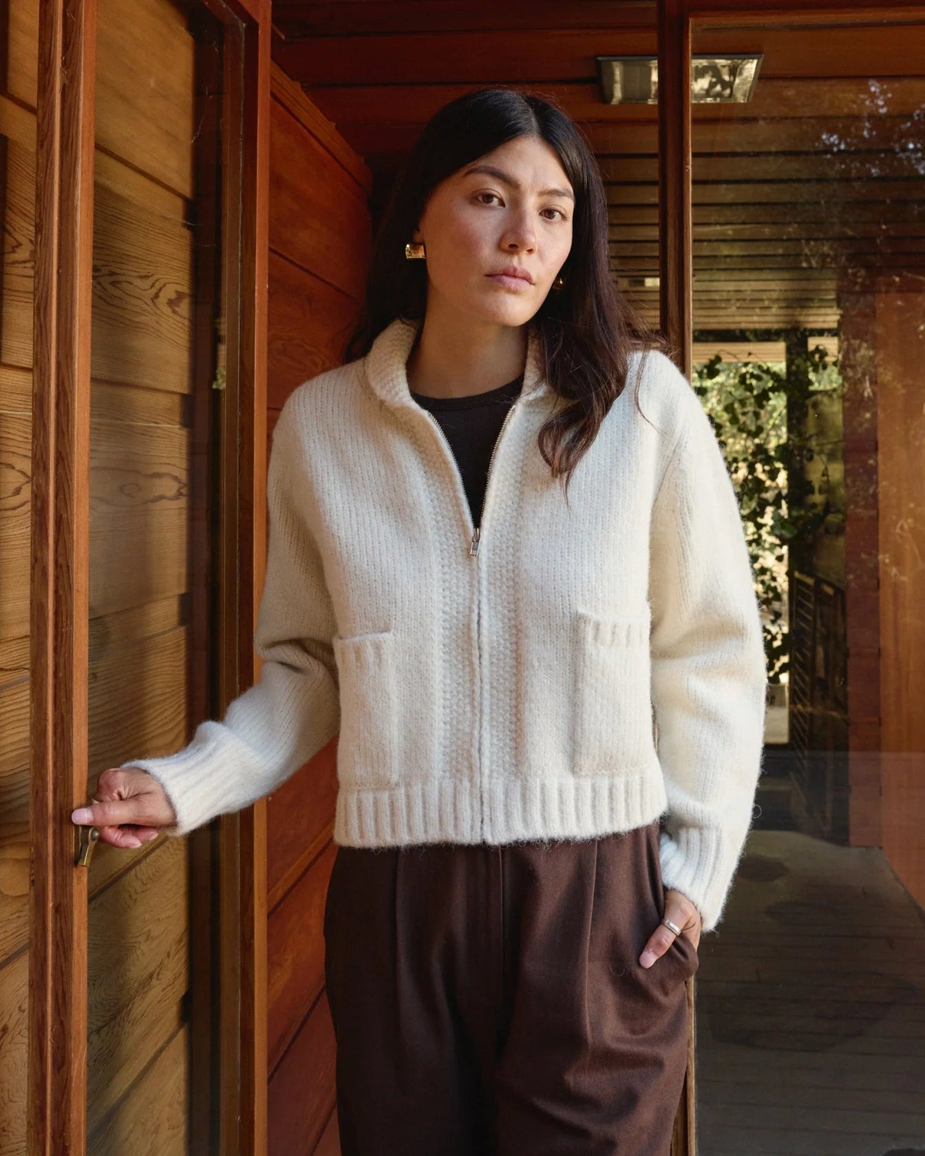First Rite Zip Up Cardigan Alpaca Ivory-First Rite-Thistle Hill