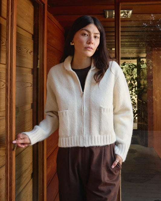 First Rite Zip Up Cardigan Alpaca Ivory-First Rite-Thistle Hill