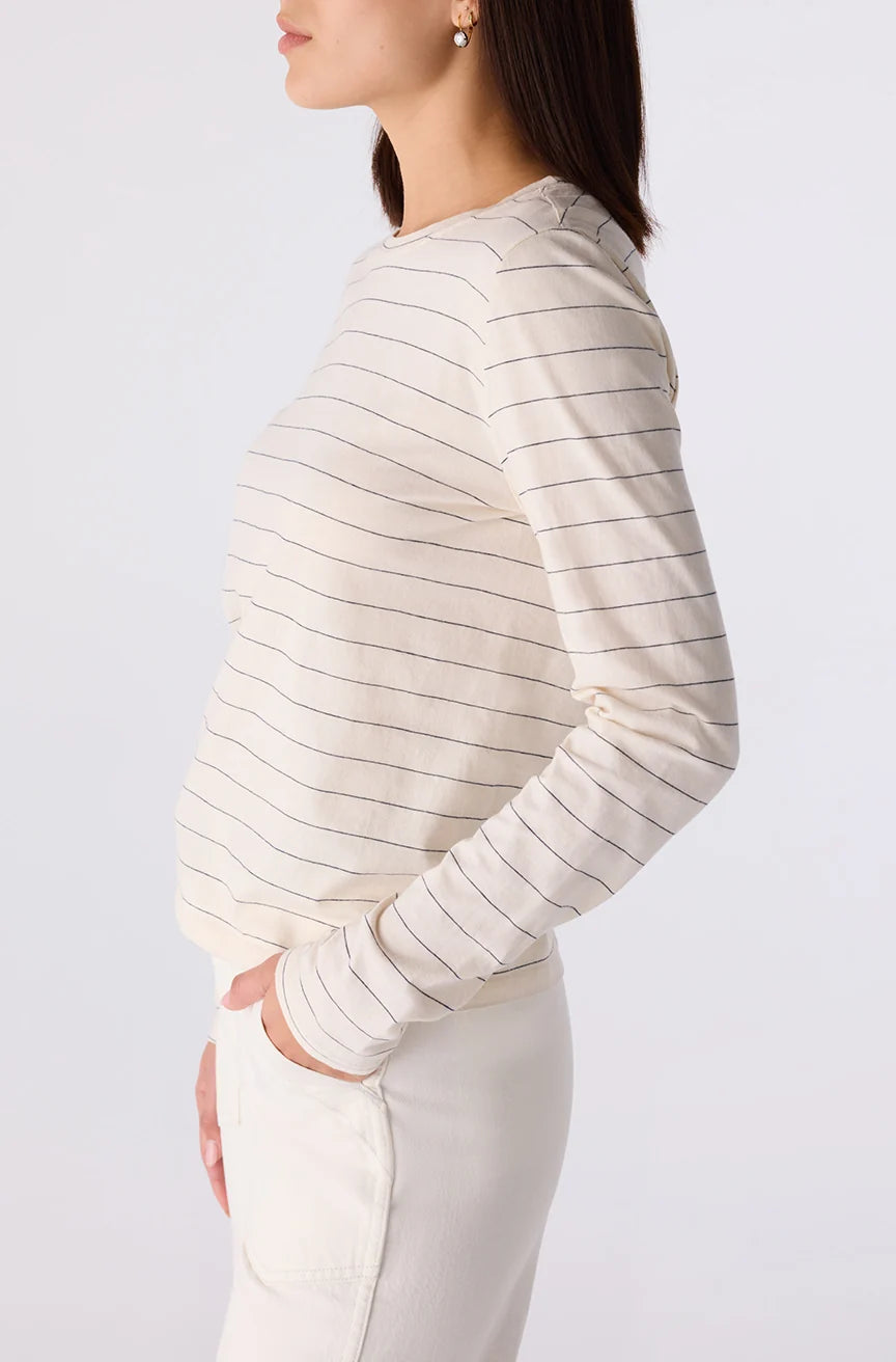 AMO Drew Long Sleeve Tee Bone & Grey Stripe-AMO-Thistle Hill